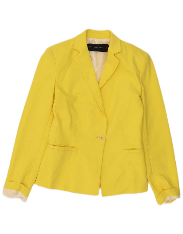Zara Chaqueta Blazer De 1 Botón Para Mujer UK 6 XS Poliéster Amarillo