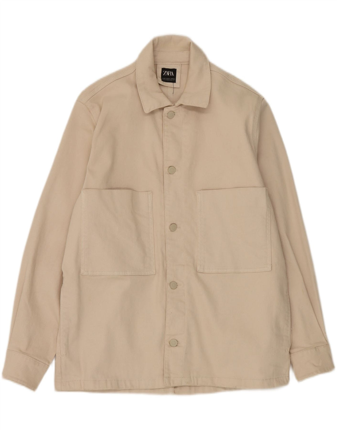 Zara Herre Utility Jacket UK 38 Medium Beige Bomuld