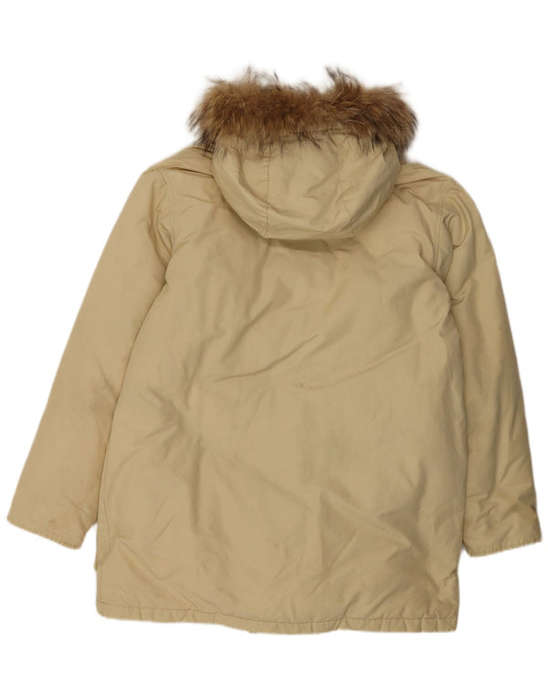Woolrich Mens Hooded Padded Parka Jacket UK 38 Medium Beige