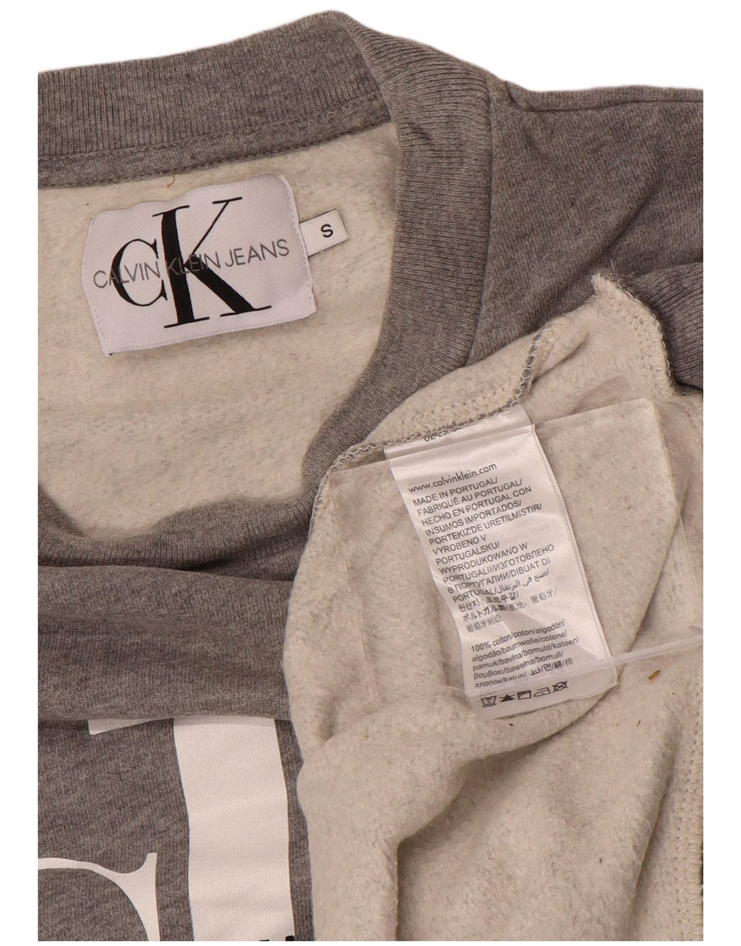 CALVIN KLEIN JEANS Mens Graphic Sweatshirt Jumper Small Grey Cotton