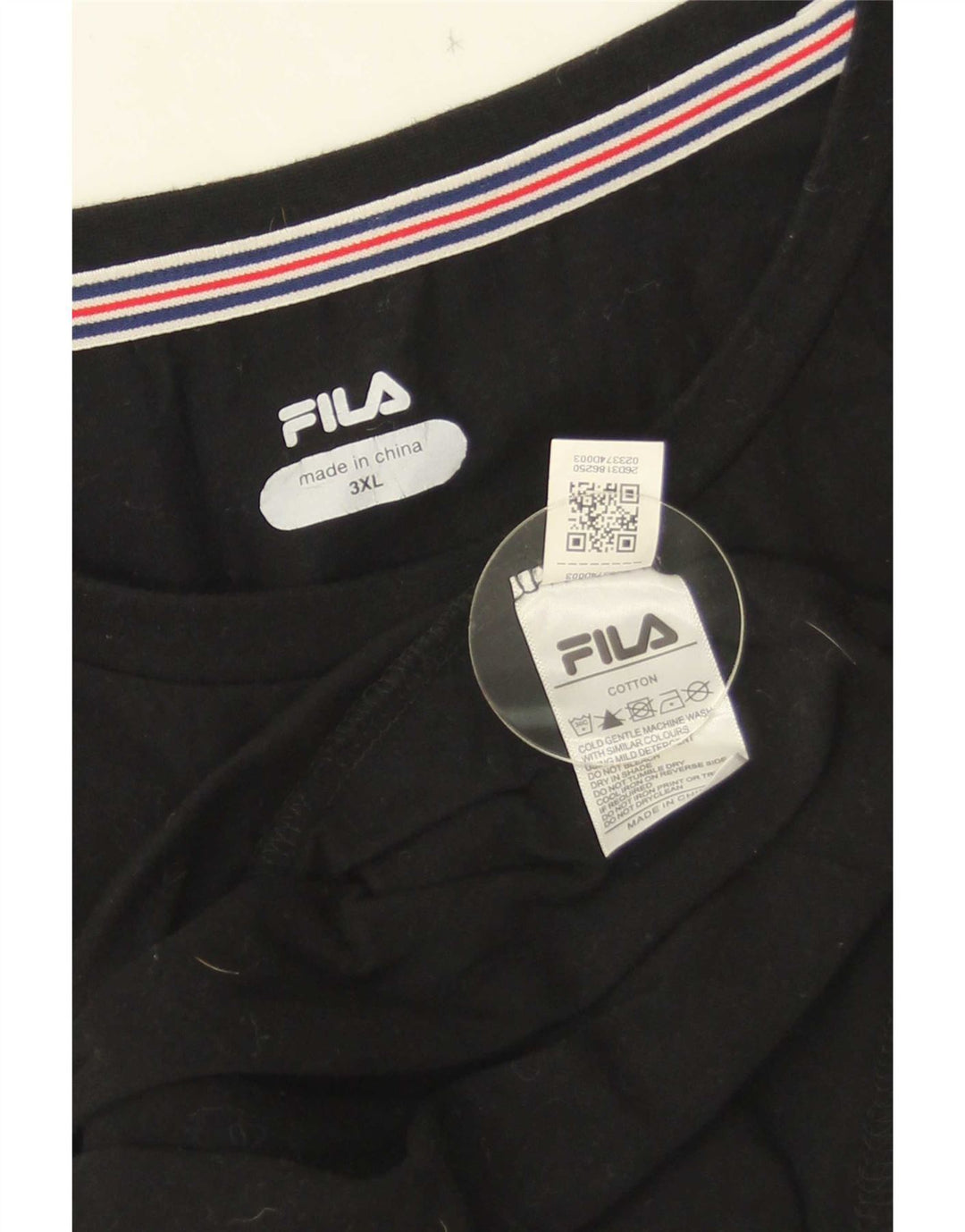 Fila Mens T-Shirt Top 3XL Black Cotton