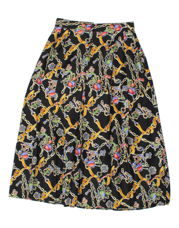 JOHN BENTLEY Womens Graphic A-Line Skirt UK 12 Medium W28  Black Polyester