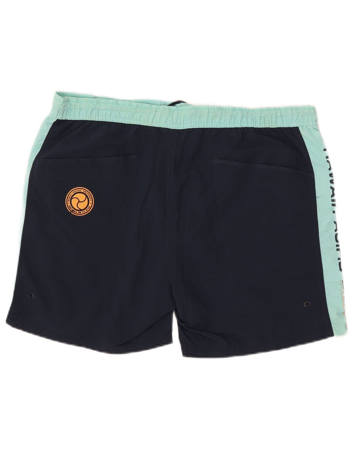 Champion Mens Graphic Swimming Shorts Large Navy Blue Colourblock Polyamide