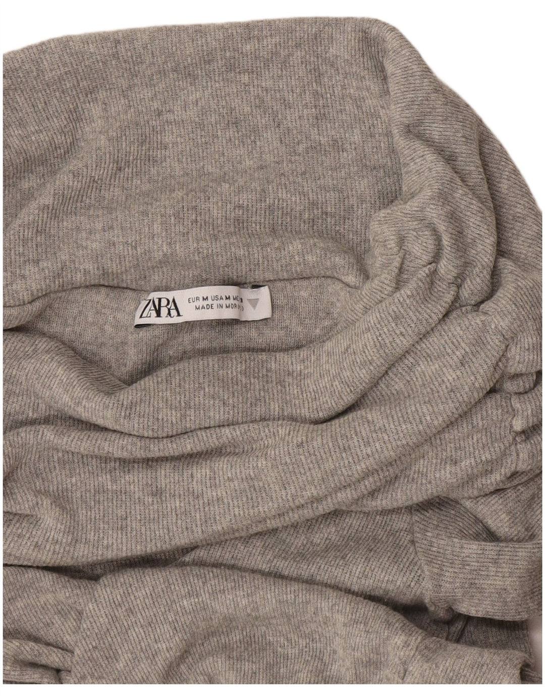 Zara Dame Roll Neck Top Langærmet UK 12 Medium Grey Flecked