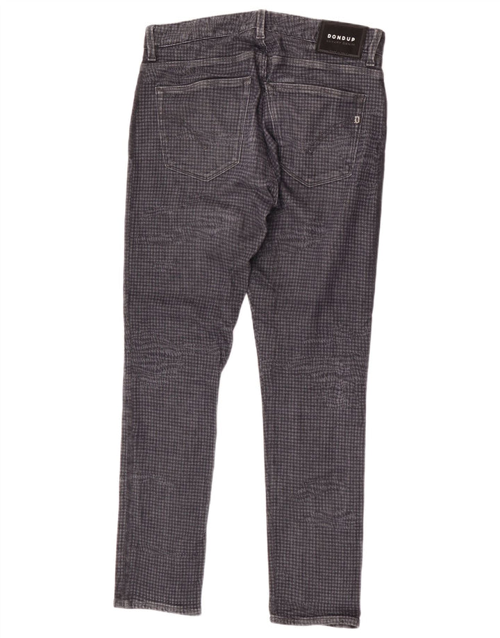 Dondup Mens Slim Jeans W32 L30 Grey Houndstooth Cotton