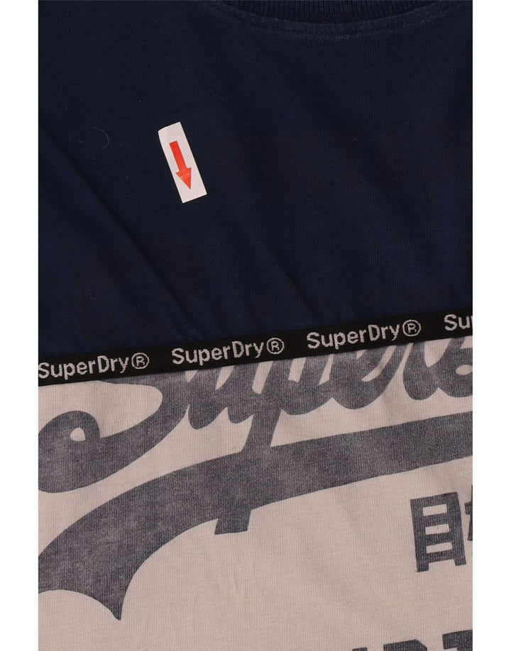 Superdry Mens Extra Slim Graphic Top Long Sleeve 2XL Blue Colourblock