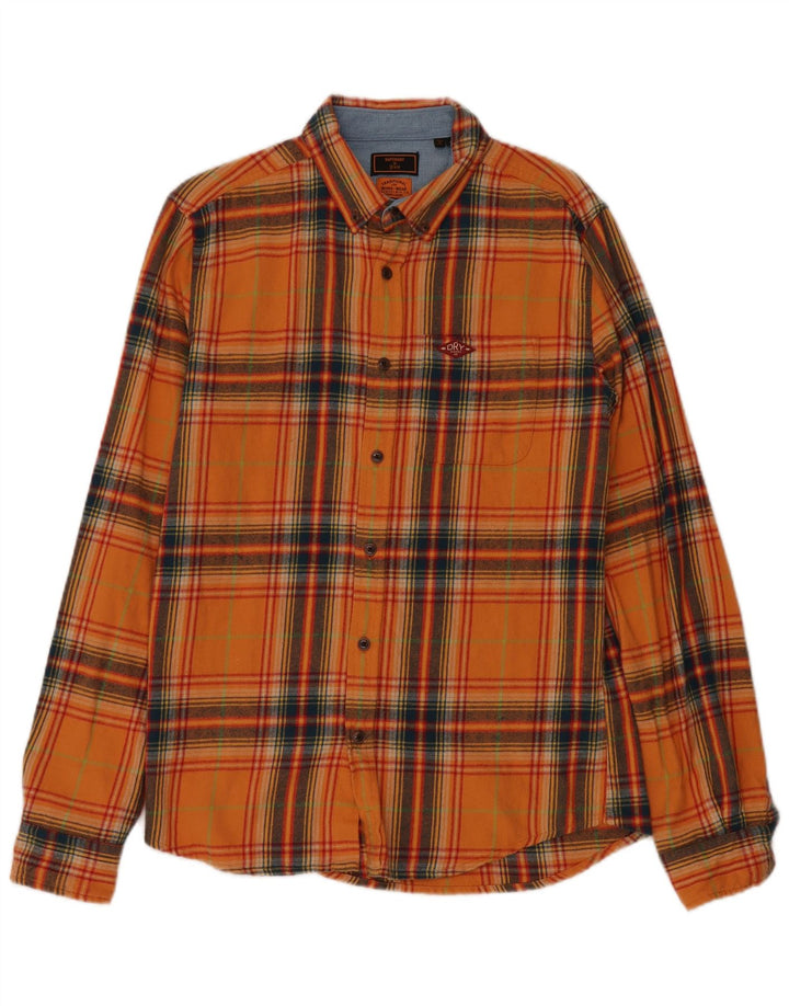 Superdry Flanelskjorte til mænd Medium Orange Plaid Bomuld
