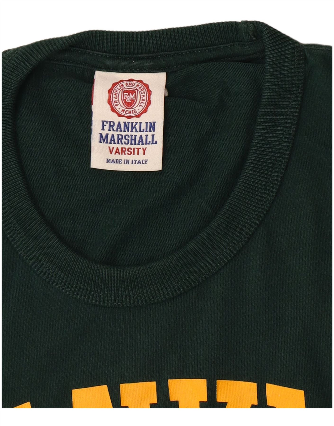 Franklin Marshall Mens Graphic T-Shirt Top Small Green Cotton