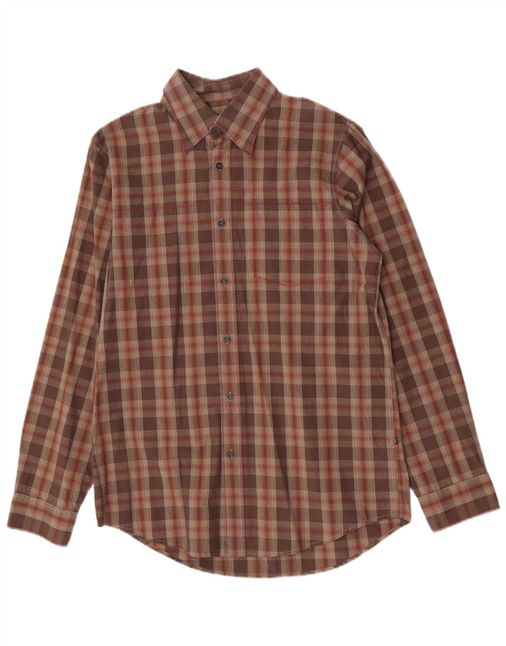 Camicia da uomo Hugo Boss in cotone a quadri marrone medio
