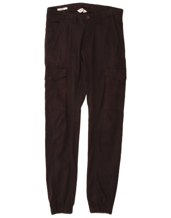 Jack & Jones Mens Tapered Joggers Cargo Trousers W29 L34 Black Cotton