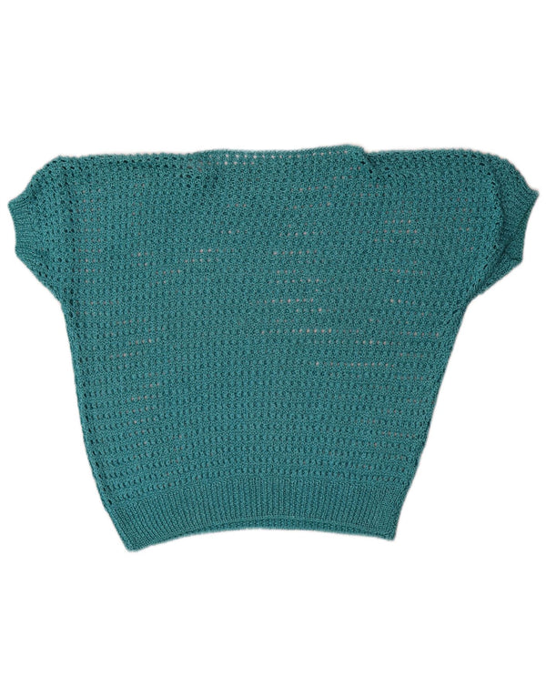 Vintage Damen Kurzarm-Pullover mit U-Boot-Ausschnitt, UK 16, Groß, Blau
