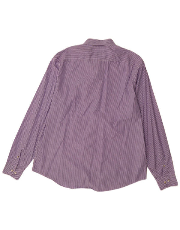 Lacoste Chemise Homme Taille 45 XL Violet Pinstripe Coton