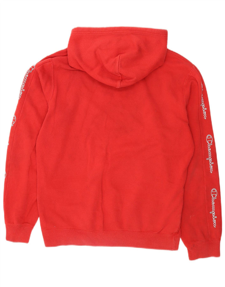 Champion Mens Graphic Hoodie Jumper Medium Red Cotton
