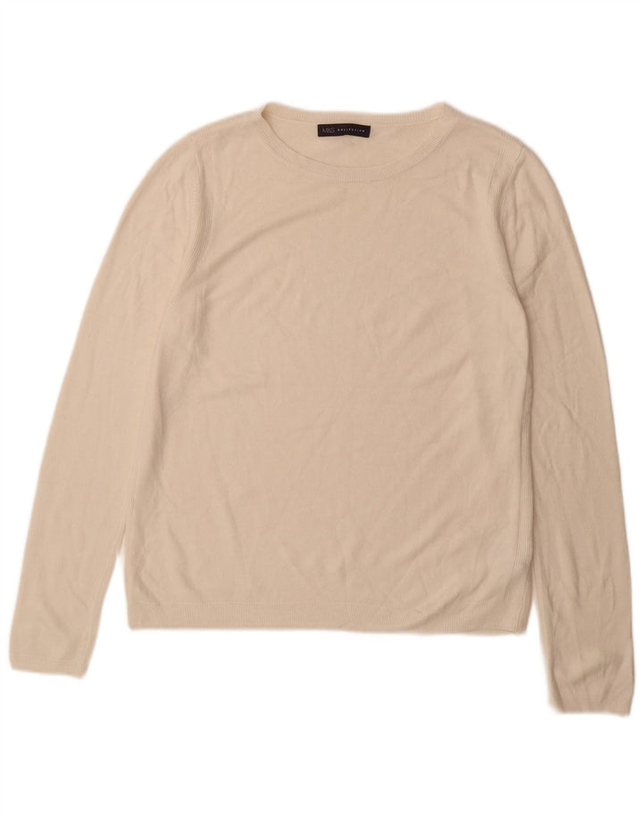 Marks & Spencer Womens Boat Neck Jumper Sweater UK 12 Medium White Acrylic