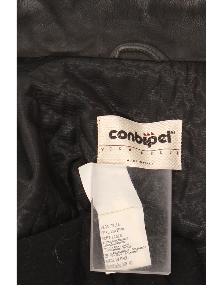 CONBIPEL Mens Leather Coat IT 54 XL Black Leather