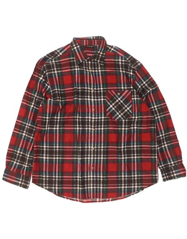 Camicia da uomo identica in flanella taglia 43/44 XL in cotone a quadri rossi