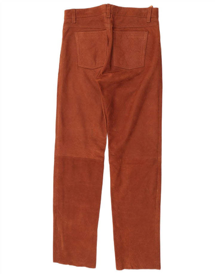 Vintage Mens Leather Trousers W33 L33 Brown Leather
