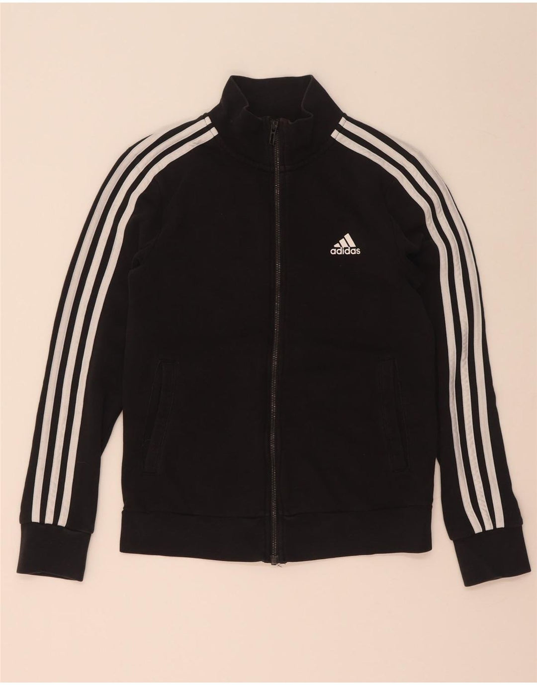 Adidas Womens Tracksuit Top Jacket UK 8/10 Small Black Cotton