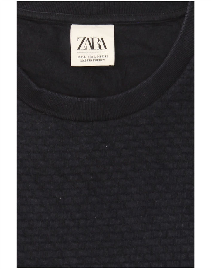 Zara Uomo Felpa Maglione Grande Blu Navy