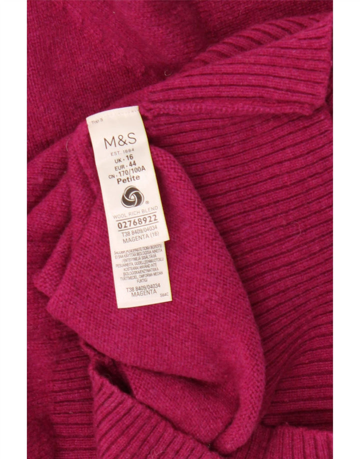 Marks & Spencer Womens Roll Neck Jumper Sweater UK 16 Large  Pink Lambswool