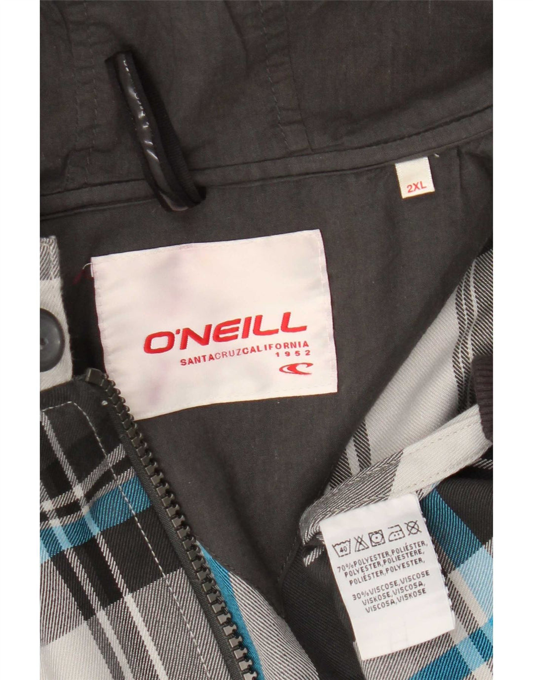 O'Neill Chaqueta bomber con capucha para hombre UK 44 2XL Poliéster a cuadros gris