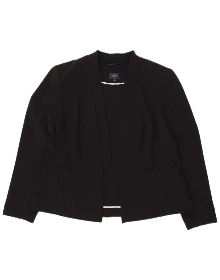 Marks & Spencer Womens Open Blazer Jacket UK 18 XL Black Polyester