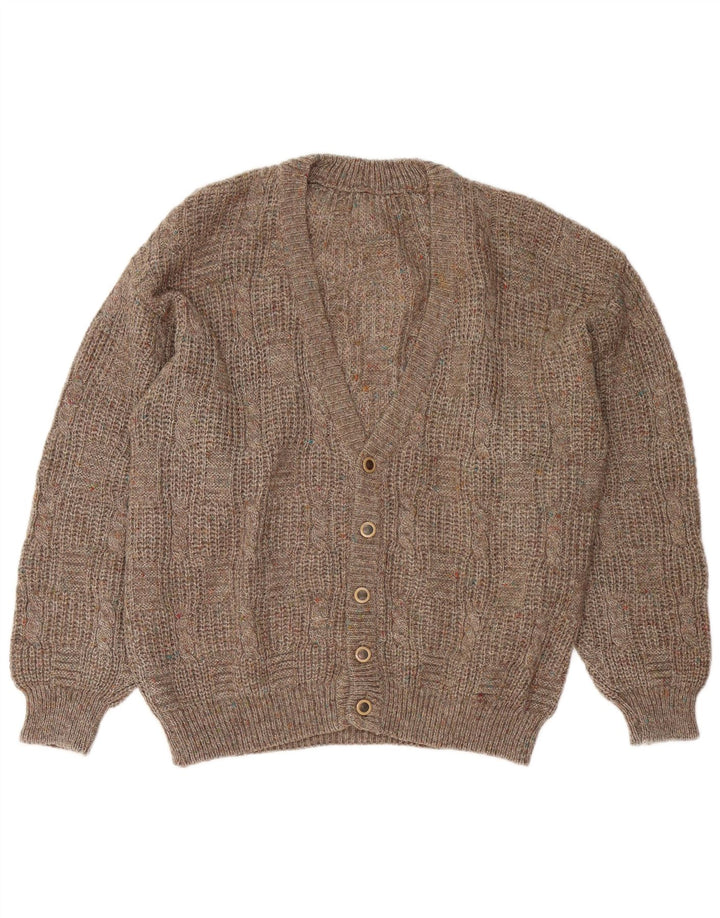 Vintage Mens Cardigan Sweater Large Brown Flecked