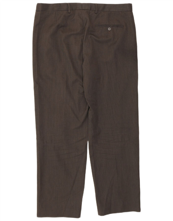 Pantaloni casual vestibilità regolare da uomo Marks & Spencer W36 L29 poliestere marrone