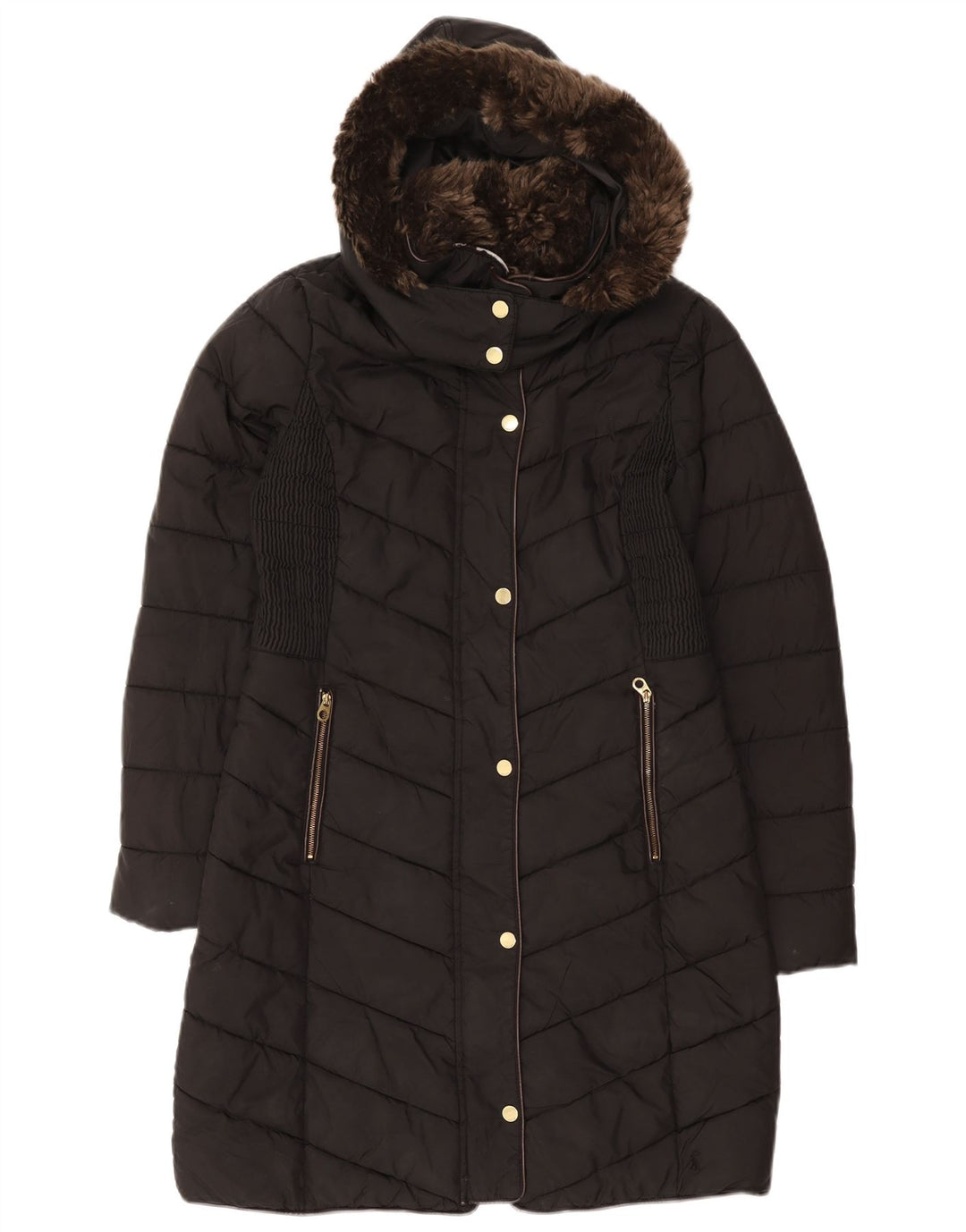 JOULES Womens Hooded Padded Coat UK 10 Small Black Polyester