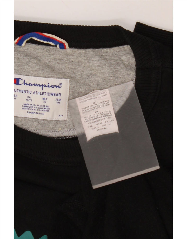 CHAMPION Mens Graphic Sweatshirt Jumper XL Black Cotton