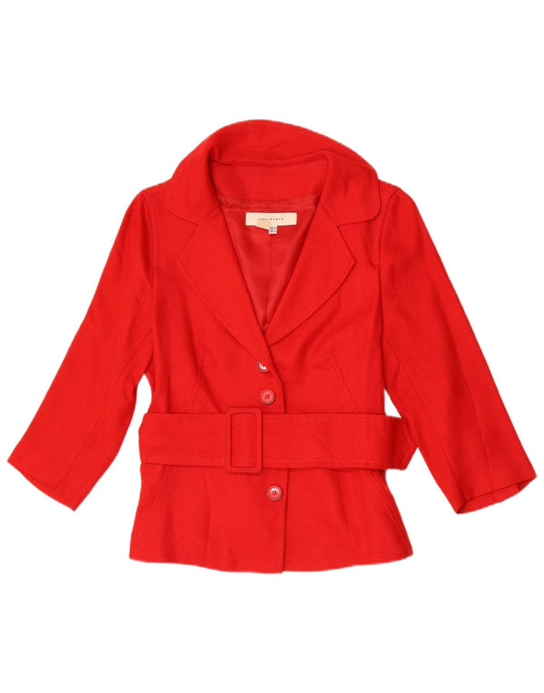Zara Chaqueta Blazer de Manga 3/4 para Mujer EU 38 Small Rayón Rojo