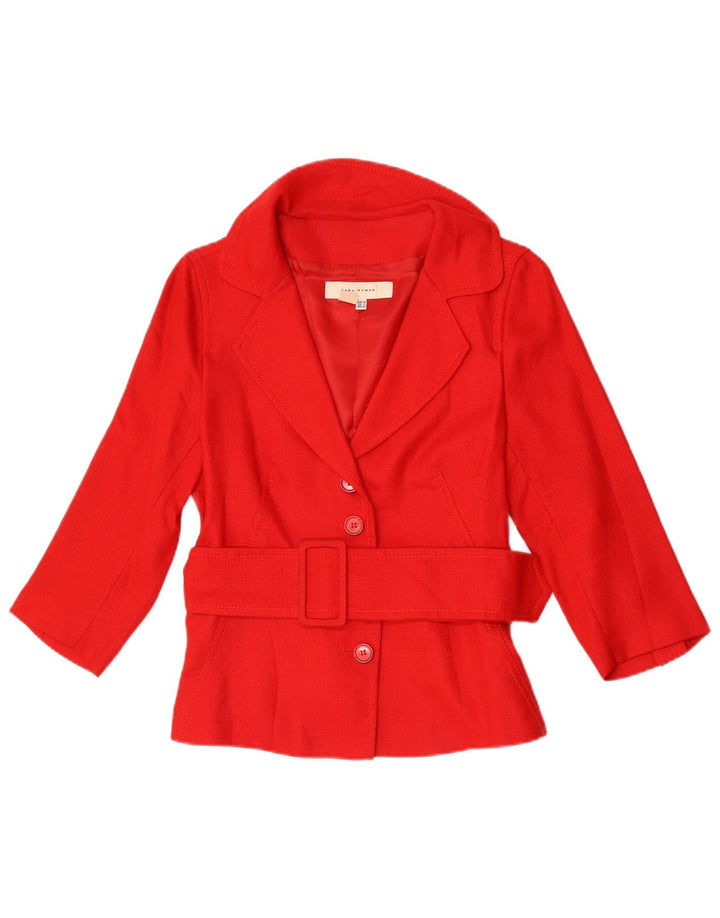 Zara Veste blazer à manches 3/4 pour femme EU 38 Petite rayonne rouge