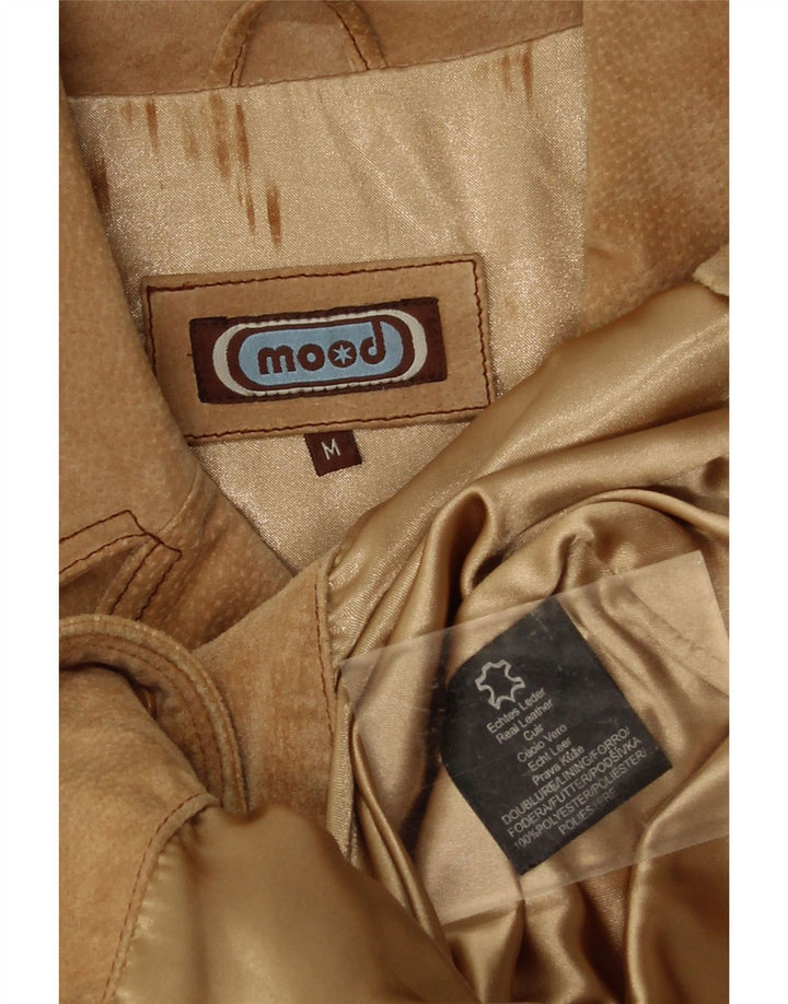 Vintage Womens Suede Jacket UK 38 Medium Beige Leather