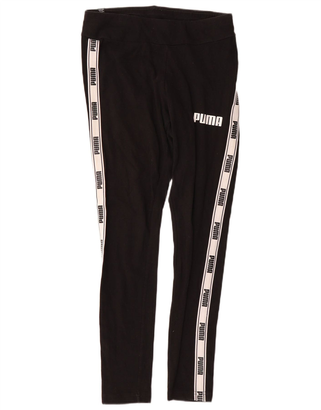 PUMA Womens Graphic Leggings UK 12 Medium  Black Colourblock Cotton