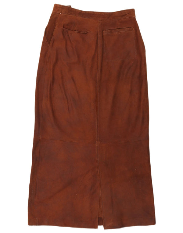 i Blues Jupe longue en daim taille haute pour femme UK 10 Small W26 Cuir marron