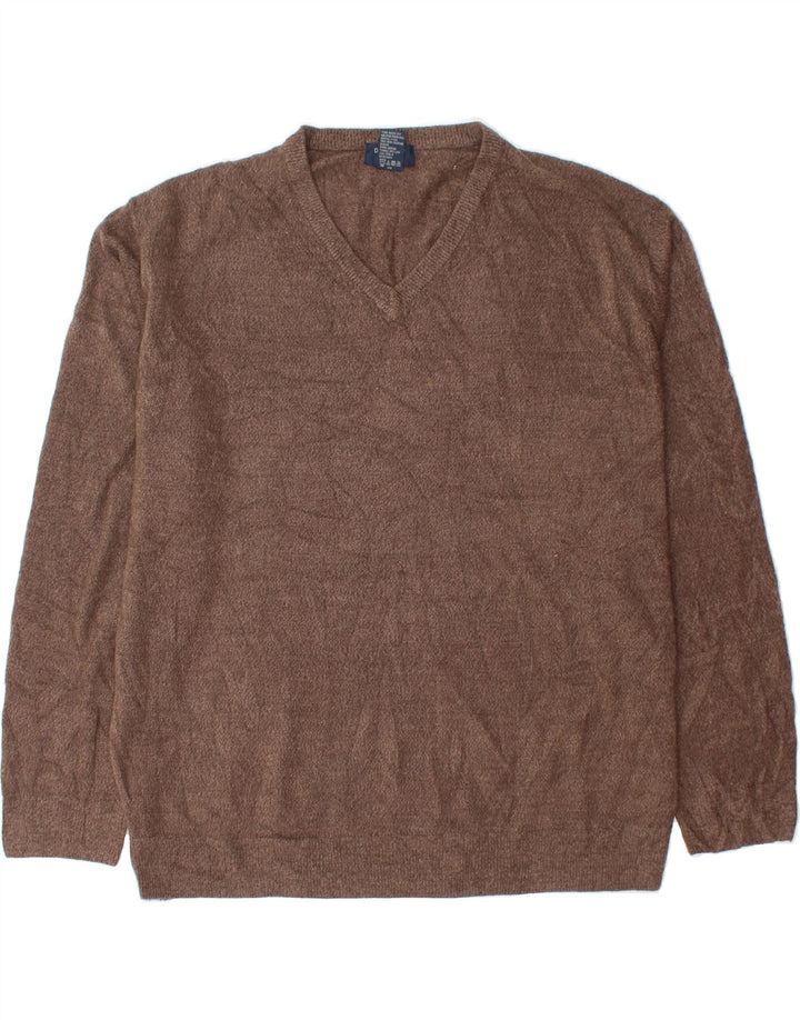 DOCKERS Mens V-Neck Jumper Sweater 2XL Brown Acrylic Vintage Dockers and Second-Hand Dockers from Messina Hembry 
