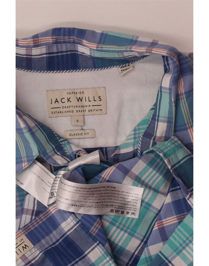 Jack Wills Mens Classic Fit Shirt Small Blue Check Cotton