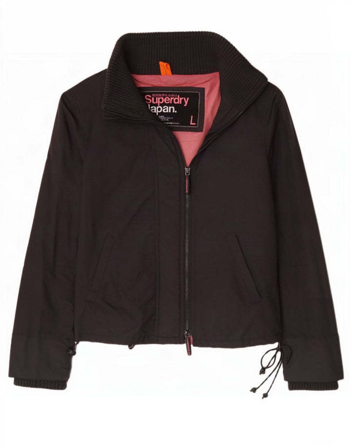 Jaqueta de chuva feminina Superdry UK 16 grande nylon preto