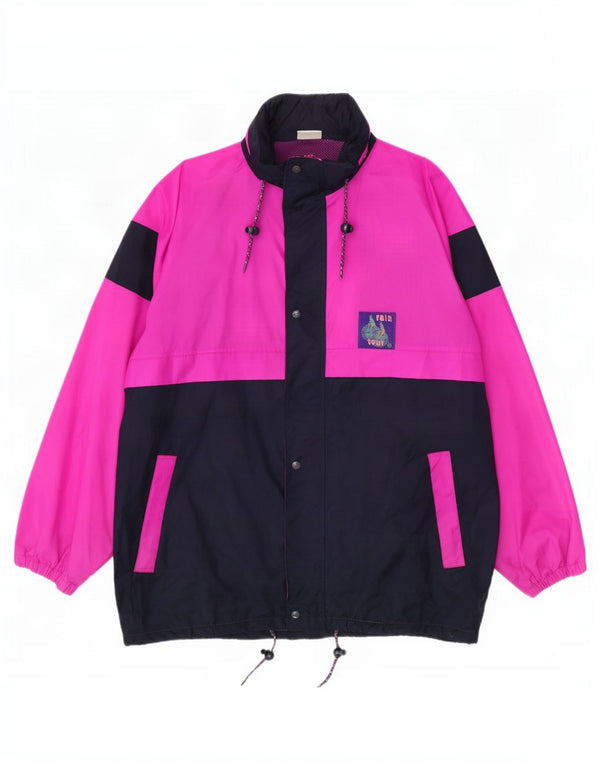 Jaqueta de chuva masculina vintage com capuz UK 42 XL rosa Colourblock poliamida