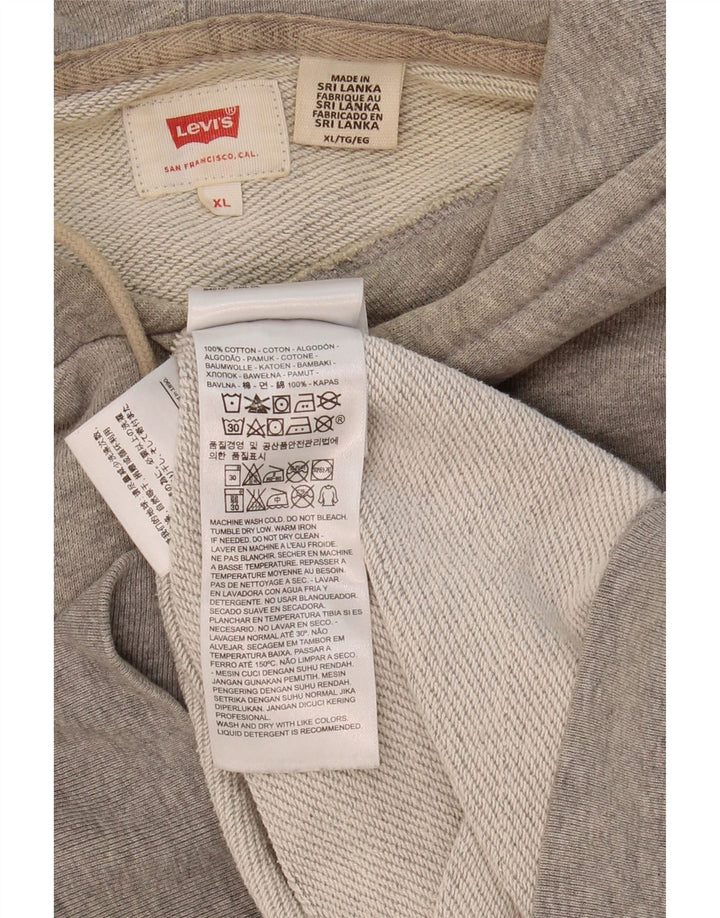 LEVI'S Mens Graphic Hoodie Jumper XL Grey Cotton Vintage Levi's and Second-Hand Levi's from Messina Hembry 