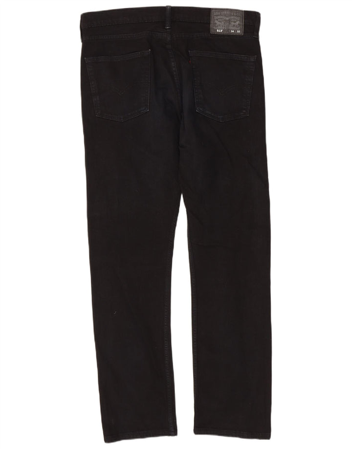 Levi's Mens 513 Slim Straight Jeans W34 L32 Black Cotton