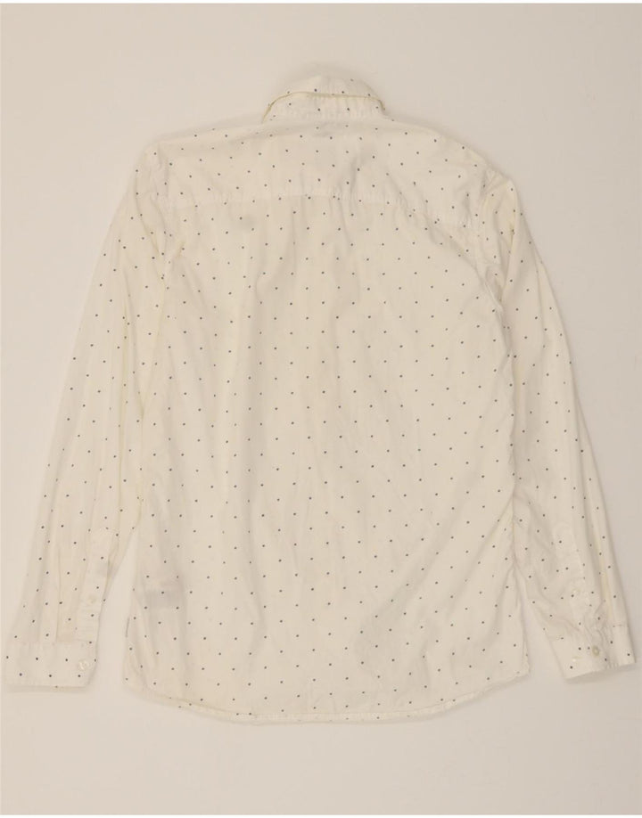 JACK & JONES Mens Slim Fit Shirt Medium White Spotted Cotton Vintage Jack & Jones and Second-Hand Jack & Jones from Messina Hembry 