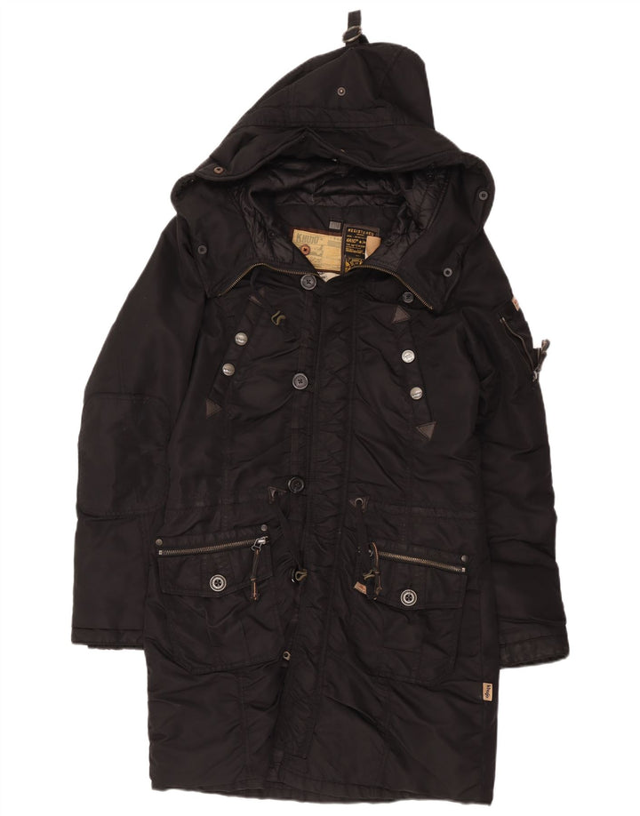 Cappotto imbottito con cappuccio da donna KHUJO UK 14 grande poliestere nero