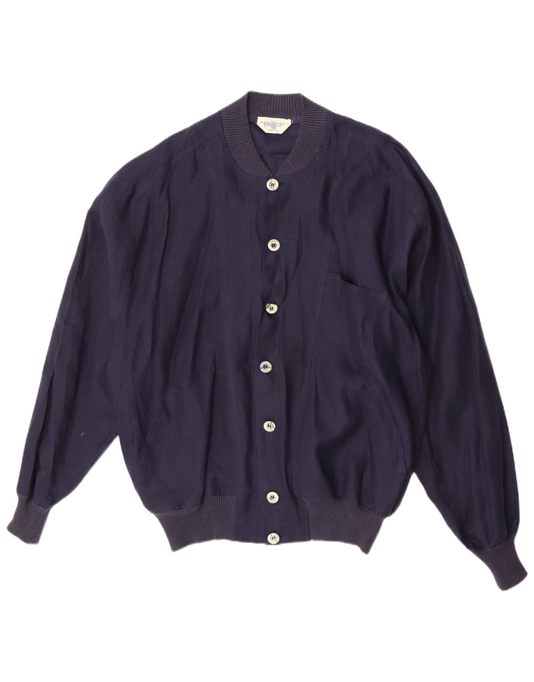 Avon Celli Mens Loose Fit Bomber Jacket IT 46 Small Navy Blue Linen