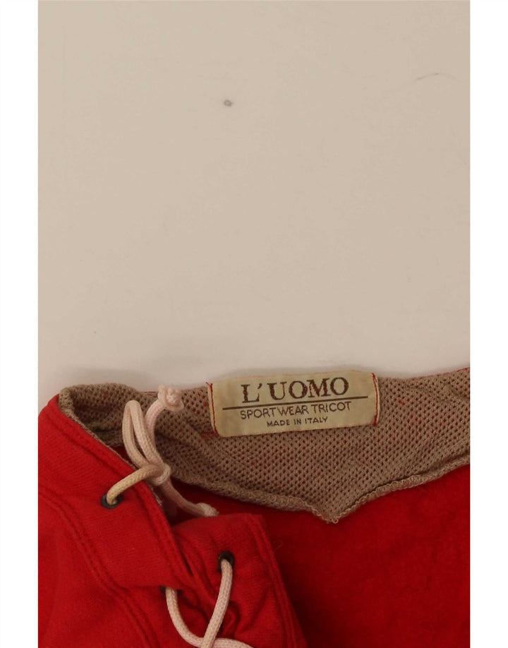 L'Uomo Womens Crop Sweatshirt Jumper UK 16 Large Red Colourblock