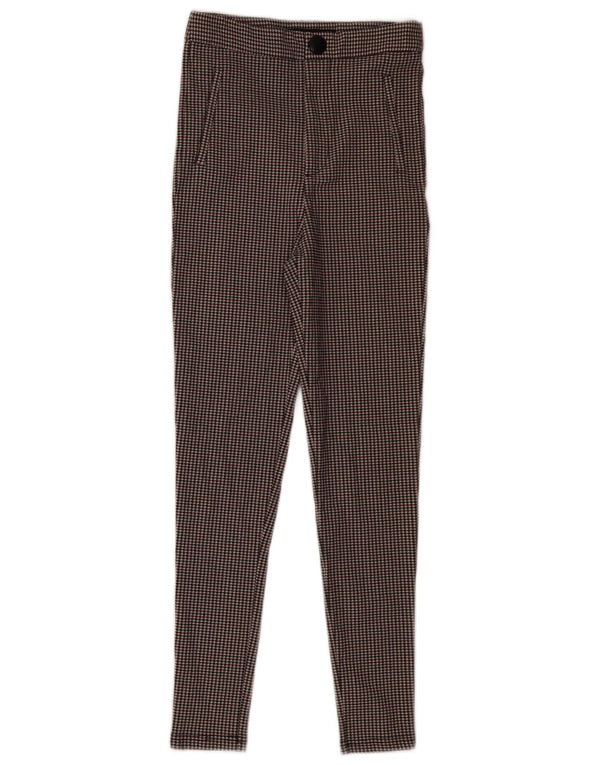 Zara Womens Skinny Chino Trousers XS W24 L28 Multicoloured Houndstooth