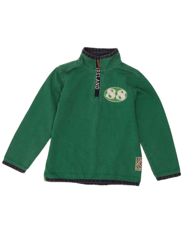 Felpa con collo con zip grafica Fat Face Boys Ireland 7-8 anni Verde