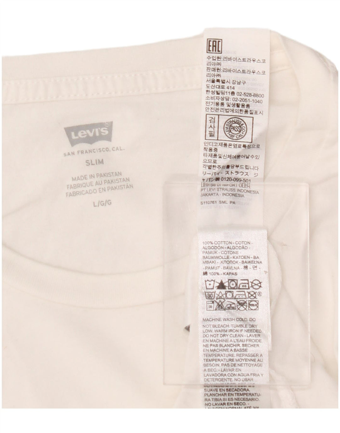 LEVI'S Mens Slim T-Shirt Top Large White Cotton