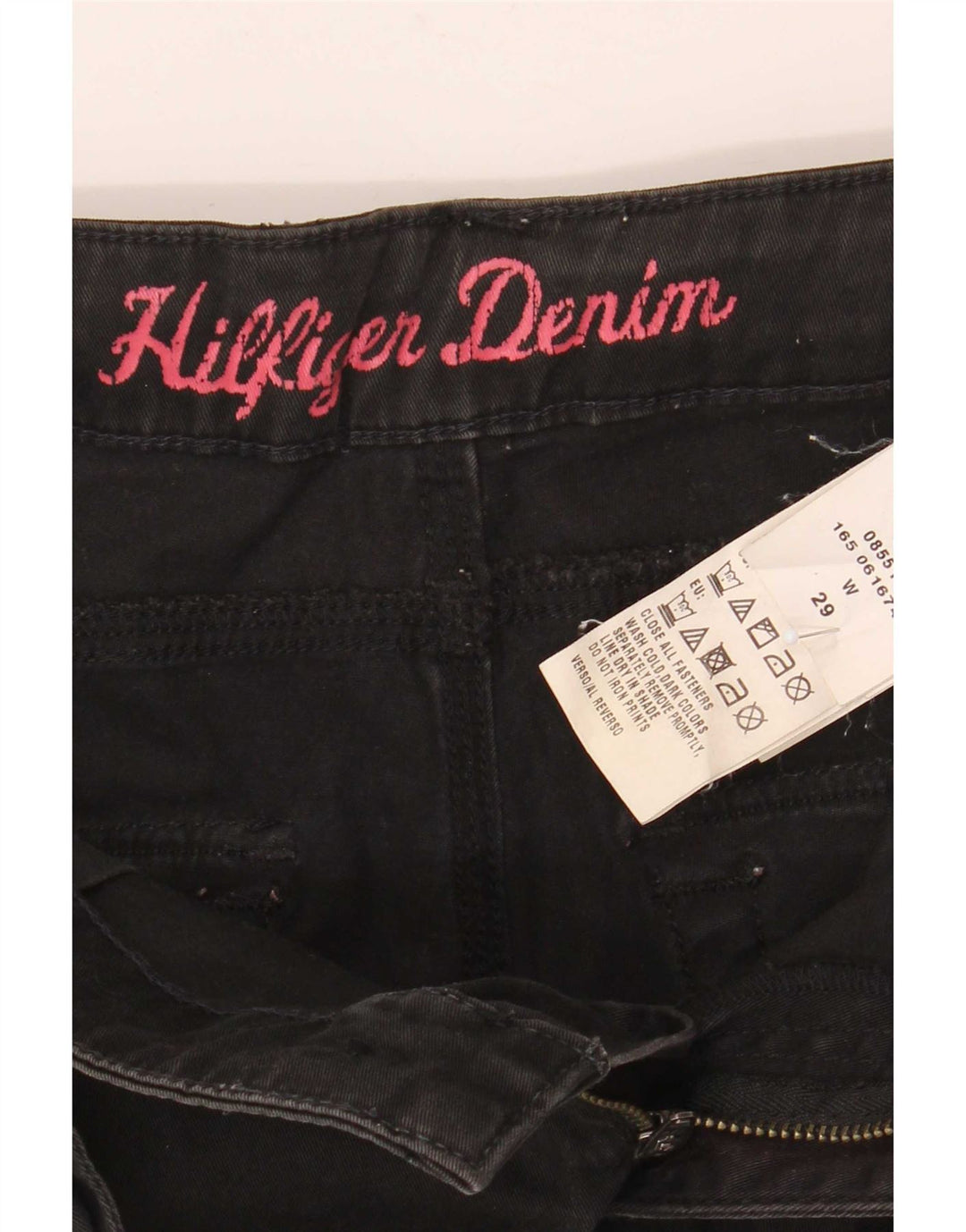 Tommy Hilfiger Womens Pegged Chino Shorts W29 Medium Black Cotton