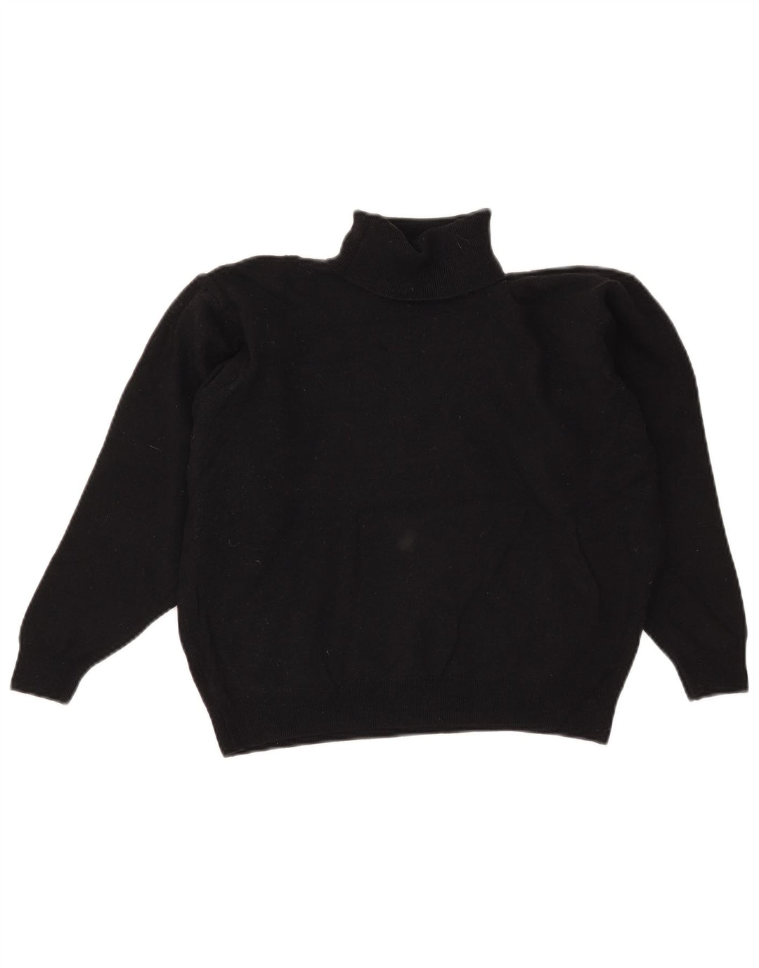Marks & Spencer Womens Crop Roll Neck Jumper Sweater UK 14 Large Black Wool